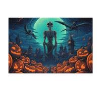 75x50cm/1000pcs Jigsaw Puzzles for Adults Halloween Night with Skeleton And Pumpkins Jigsaw for Adults Relax Games For Family Fun for Is Ideal As A Gift 75x50cm/1000pcs