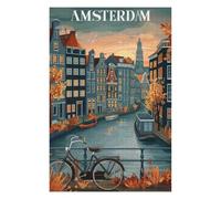 75x50cm/1000pcs Jigsaw Puzzles for Adults Jigsaw Amsterdam Canal Sunset Puzzles for Adults Brain Teaser Game Wall Art Christmas Birthday Gifts 75x50cm/1000pcs