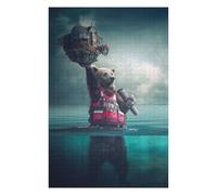 75x50cm/1000pcs Jigsaw Puzzles for Adults Jigsaw Bear Floating Island Life Jacket Jigsaw for Adults Family Game But Fun And Humorous Fun Activities at Home 75x50cm/1000pcs