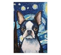 75x50cm/1000pcs Jigsaw Puzzles for Adults Jigsaw Boston Terrier Night Puzzles for Adults DIY Toys Improve Memory Christmas Birthday Gifts 75x50cm/1000pcs