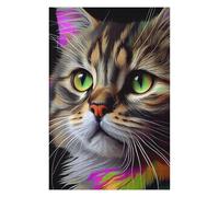 75x50cm/1000pcs Jigsaw Puzzles for Adults Jigsaw Colorful Tabby Cat Portrait Puzzle for Adults Toy Wall Decor Difficult Challenge Christmas Birthday Gifts 75x50cm/1000pcs