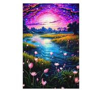 75x50cm/1000pcs Jigsaw Puzzles for Adults Jigsaw Enchanted River Under Starry Sky Puzzle for Adults Toy Wall Decor Difficult Challenge Christmas Birthday Gifts 75x50cm/1000pcs