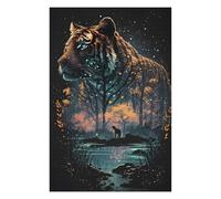 75x50cm/1000pcs Jigsaw Puzzles for Adults Jigsaw Enchanted Tiger Reflections Puzzle for Adults Toy Wall Decor Difficult Challenge Christmas Birthday Gifts 75x50cm/1000pcs