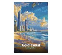 75x50cm/1000pcs Jigsaw Puzzles for Adults Jigsaw Gold Coast Australia Beach Skyline Puzzles for Adults Brain Teaser Game Wall Art Christmas Birthday Gifts 75x50cm/1000pcs