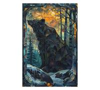 75x50cm/1000pcs Jigsaw Puzzles for Adults Jigsaw Mystic Stained Glass Bear Puzzles for Adults DIY Toys Improve Memory Christmas Birthday Gifts 75x50cm/1000pcs