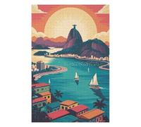 75x50cm/1000pcs Jigsaw Puzzles for Adults Jigsaw Rio De Janeiro Landscape Illustration Puzzles for Adults Brain Teaser Game Wall Art Christmas Birthday Gifts 75x50cm/1000pcs