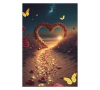 75x50cm/1000pcs Jigsaw Puzzles for Adults Jigsaw Romantic Pathway with Heart Shape Puzzle for Adults Toy Wall Decor Difficult Challenge Christmas Birthday Gifts 75x50cm/1000pcs