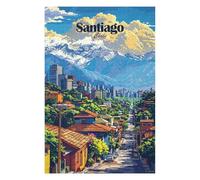 75x50cm/1000pcs Jigsaw Puzzles for Adults Jigsaw Santiago Chile Cityscape Illustration Adult Jigsaw Toy Wall Decor Analysis And Logic Fun Activities at Home 75x50cm/1000pcs