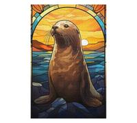 75x50cm/1000pcs Jigsaw Puzzles for Adults Jigsaw Seal Stained Glass Puzzle for Adults Toy Wall Decor Difficult Challenge Christmas Birthday Gifts 75x50cm/1000pcs