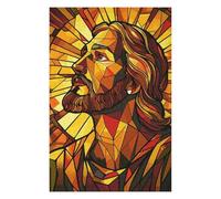 75x50cm/1000pcs Jigsaw Puzzles for Adults Jigsaw Stained Glass Jesus Puzzles for Adults Brain Teaser Game Wall Art Christmas Birthday Gifts 75x50cm/1000pcs