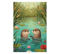75x50cm/1000pcs Jigsaw Puzzles for Adults Jigsaw Two Otters in A Pond Puzzle for Adults Toy Wall Decor Difficult Challenge Christmas Birthday Gifts 75x50cm/1000pcs