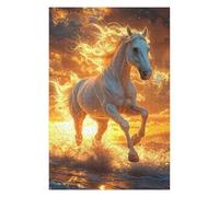 75x50cm/1000pcs Jigsaw Puzzles for Adults Jigsaw White Horse Sunset Puzzles for Adults Brain Teaser Game Wall Art Christmas Birthday Gifts 75x50cm/1000pcs