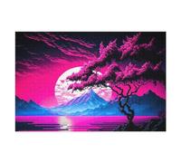 75x50cm/1000pcs Jigsaw Puzzles for Adults Neon Dreamscape with Cherry Blossom Tree Jigsaw for Adults Family Games Presents for Women Parent-child Interaction 75x50cm/1000pcs
