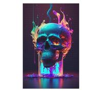 75x50cm/1000pcs Jigsaw Puzzles for Adults Neon Skull Meltdown Jigsaw Puzzle Hands-on Game Wall Art Unique Gifts for Birthday And Christmas 75x50cm/1000pcs