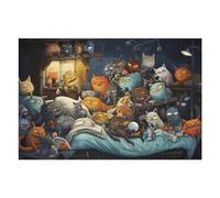 75x50cm/1000pcs Jigsaw Puzzles for Adults Nightmare Cat Gathering Teenagers Puzzles Hands-on Game Improve Memory Parent-child Interaction 75x50cm/1000pcs