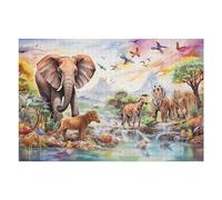 75x50cm/1000pcs Jigsaw Puzzles for Adults Rainbow Safari A Vibrant Wildlife Gathering Jigsaw for Adults Relax Games For Family Fun for Is Ideal As A Gift 75x50cm/1000pcs