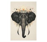 75x50cm/1000pcs Jigsaw Puzzles for Adults Sacred Elephant Vector Portrait with Tribal Crown Puzzles for Adults Hands-on Game Perfect Decoration Unique Gifts for Birthday And Christmas 75x50cm/1000pcs