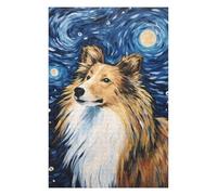75x50cm/1000pcs Jigsaw Puzzles for Adults Shetland Sheepdog Night Puzzle for Adults Brain Teaser Game Presents for Women Parent-child Interaction 75x50cm/1000pcs