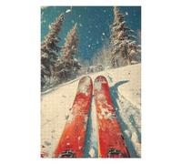 75x50cm/1000pcs Jigsaw Puzzles for Adults Ski Vintage Skiing Jigsaw Puzzle Hands-on Game Wall Art Unique Gifts for Birthday And Christmas 75x50cm/1000pcs