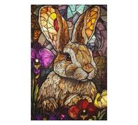 75x50cm/1000pcs Jigsaw Puzzles for Adults Stained Glass Rabbit Puzzles for Adults Hands-on Game Perfect Decoration Unique Gifts for Birthday And Christmas 75x50cm/1000pcs