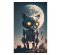 75x50cm/1000pcs Jigsaw Puzzles for Adults Steampunk Cat Moon Night Adult Puzzles Brain Teaser Game Precision Cutting Difficult And Challenge 75x50cm/1000pcs