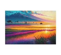 75x50cm/1000pcs Jigsaw Puzzles for Adults Sunset Over Fields of Color Teenagers Puzzles Hands-on Game Improve Memory Parent-child Interaction 75x50cm/1000pcs