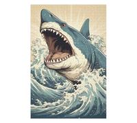 75x50cm/1000pcs Jigsaw Puzzles for Adults Teenagerss Shark Japan Great Wave Puzzles for Adults Hands-on Game Precision Cutting Parent-child Interaction 75x50cm/1000pcs