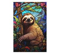 75x50cm/1000pcs Jigsaw Puzzles for Adults Teenagerss Sloth Stained Glass WIndow Jigsaw Puzzle Relaxing Games Analysis And Logic Birthday And Unique Gifts 75x50cm/1000pcs
