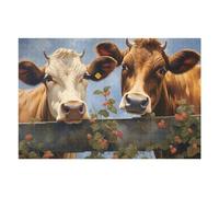 75x50cm/1000pcs Jigsaw Puzzles for Adults Two Cows Peeking Over Fence Jigsaw for Adults Relax Games For Family Fun for Is Ideal As A Gift 75x50cm/1000pcs