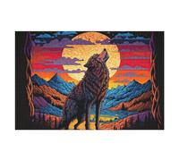 75x50cm/1000pcs Jigsaw Puzzles for Adults Wolf Howling at Sunset Teenagers Puzzles Hands-on Game Improve Memory Parent-child Interaction 75x50cm/1000pcs