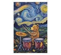 75x50cm/1000pcs Jigsaw Puzzles for Teenagerss Bear Drumming Under Starry Night Puzzles for Adults Hands-on Game Difficult Challenge Help The Brain Exercise 75x50cm/1000pcs