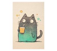 75x50cm/1000pcs Jigsaw Puzzles for Teenagerss Cute Cat Drinking Juice Jigsaws for Adults Toy Wall Decor Difficult Hard Help The Brain Exercise 75x50cm/1000pcs