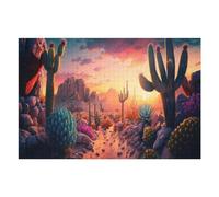 75x50cm/1000pcs Jigsaw Puzzles for Teenagerss Desert Sunset with Cacti Jigsaw Puzzle Toy Wall Decor Difficult Hard Unique Birthday And Xmas Gifts 75x50cm/1000pcs