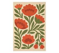 75x50cm/1000pcs Jigsaw Puzzles for Teenagerss Floral Pattern with Red Flowers Jigsaw Brain Teaser Game Wall Decoration Unique Birthday And Xmas Gifts 75x50cm/1000pcs