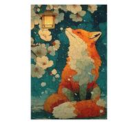 75x50cm/1000pcs Jigsaw Puzzles for Teenagerss Fox Under Lantern with Cherry Blossoms Jigsaw for Adults Anti-Stress Toys Perfect Decoration Help The Brain Exercise 75x50cm/1000pcs