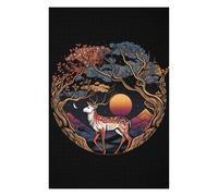 75x50cm/1000pcs Jigsaw Puzzles for Teenagerss Jigsaw Deer Gold Tree Puzzles for Adults Relaxing Games For Family Fun for Birthday, Chrismas 75x50cm/1000pcs