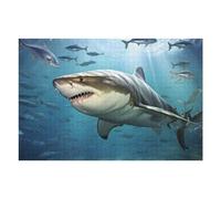 75x50cm/1000pcs Jigsaw Puzzles for Teenagerss Jigsaw Great White Shark in Deep Blue Waters Jigsaw Hands-on Game Improve Memory for Birthday, Chrismas 75x50cm/1000pcs