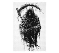 75x50cm/1000pcs Jigsaw Puzzles for Teenagerss Jigsaw Grim Reaper Black And White Illustration Jigsaw for Adults Relaxing Games Improve Memory Unique Birthday And Gifts 75x50cm/1000pcs