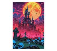 75x50cm/1000pcs Jigsaw Puzzles for Teenagerss Jigsaw Halloween Castle Under A Full Moon Jigsaw for Adults Relaxing Games Improve Memory Unique Birthday And Gifts 75x50cm/1000pcs