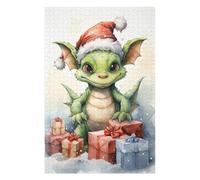 75x50cm/1000pcs Jigsaw Puzzles for Teenagerss Jigsaw Merry Tiny Dragon Xmas Jigsaw for Adults Relaxing Games Improve Memory Unique Birthday And Gifts 75x50cm/1000pcs