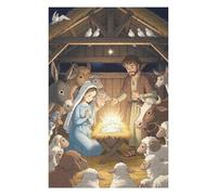 75x50cm/1000pcs Jigsaw Puzzles for Teenagerss Jigsaw Nativity Scene with Mary, Joseph, And Animals Adult Jigsaw Puzzle Fun Games Precision Cutting Help The Brain Exercise 75x50cm/1000pcs