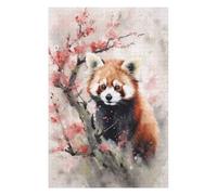 75x50cm/1000pcs Jigsaw Puzzles for Teenagerss Jigsaw Red Panda with Cherry Blossoms Jigsaw Fun Games Analysis And Logic for Birthday, Chrismas 75x50cm/1000pcs