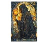 75x50cm/1000pcs Jigsaw Puzzles for Teenagerss Jigsaw Stained Glass Fire Wizard Jigsaw Puzzle Toy Wall Decor Wall Art Unique Birthday And Gifts 75x50cm/1000pcs
