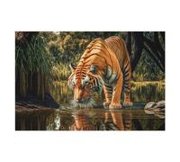 75x50cm/1000pcs Jigsaw Puzzles for Teenagerss Jigsaw Tiger Reflection in Water Puzzle for Adults Relax Games Improve Memory for Birthday, Chrismas 75x50cm/1000pcs