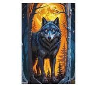 75x50cm/1000pcs Jigsaw Puzzles for Teenagerss Jigsaw Wolf Forest Full Moon Teenagers Puzzles Relax Games Perfect Decoration Deal As Gifts for The Whole Family 75x50cm/1000pcs
