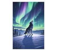 75x50cm/1000pcs Jigsaw Puzzles for Teenagerss Jigsaw Wolf Howling Aurora Borealis Puzzles for Adults Relaxing Games For Family Fun for Birthday, Chrismas 75x50cm/1000pcs