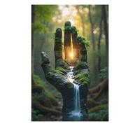 75x50cm/1000pcs Jigsaw Puzzles for Teenagerss Mossy Hand Waterfall in Forest Jigsaw Brain Teaser Game Wall Decoration Unique Birthday And Xmas Gifts 75x50cm/1000pcs