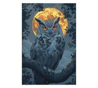 75x50cm/1000pcs Jigsaw Puzzles for Teenagerss Owl Under Full Moon Puzzles for Adults Hands-on Game Difficult Challenge Help The Brain Exercise 75x50cm/1000pcs