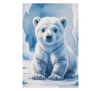 75x50cm/1000pcs Jigsaw Puzzles for Teenagerss Polar Bear Cub Watercolor Jigsaw Brain Teaser Game Wall Decoration Unique Birthday And Xmas Gifts 75x50cm/1000pcs