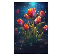 75x50cm/1000pcs Jigsaw Puzzles for Teenagerss Rainy Tulip Flower Jigsaw for Adults Fun Games A Work of Art Christmas Birthday Gifts 75x50cm/1000pcs